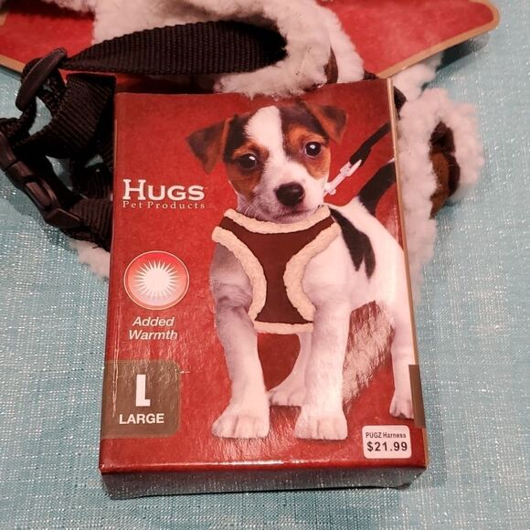 PUGZ Dog Harness Adjustable Faux Suede with Sherpa Lining, Sz Large, New! - Picture 1 of 6